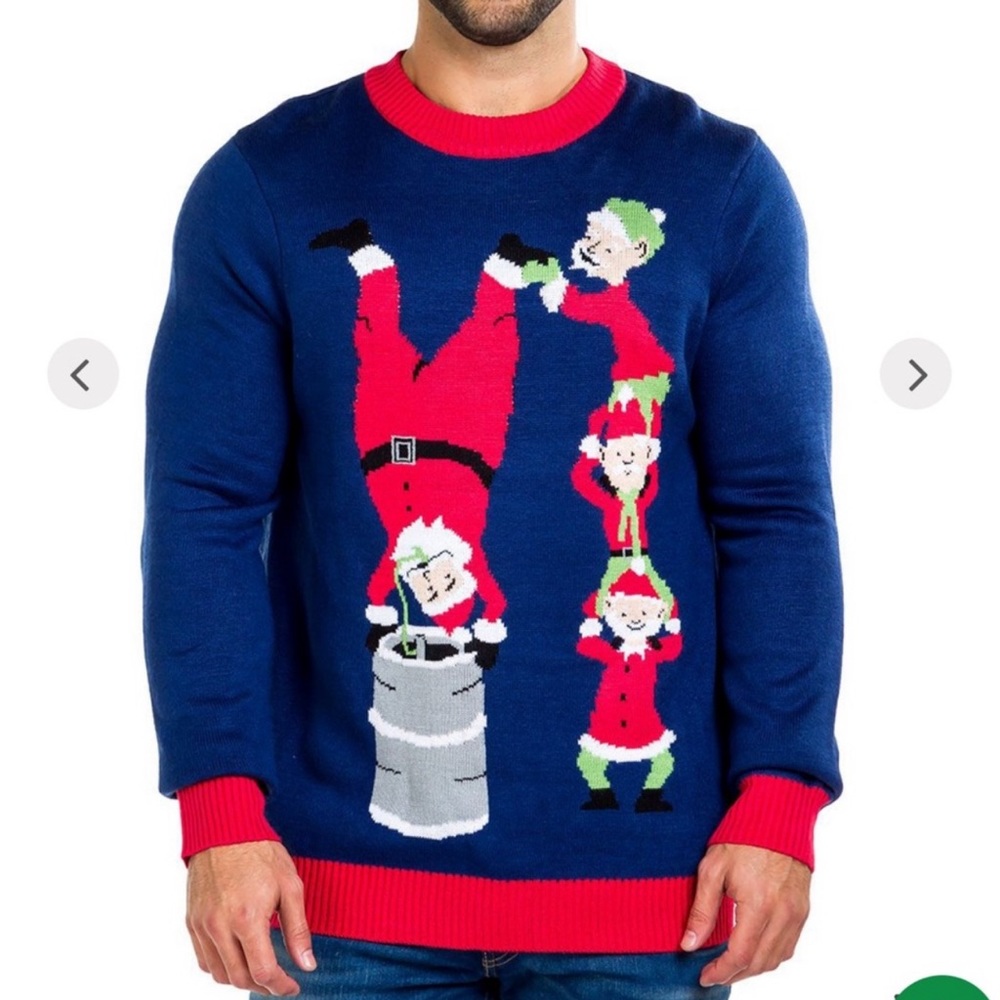 TipsyElves Santa’s Little Helpers Keg Stand Ugly Christmas Sweater SZ XXL